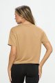 Women's Cropped Tops - Short Sleeve Soft Square Crew Neck Casual Cropped Tee