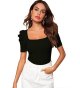Women's Puff Sleeve Square Neck Short Sleeve Tee Top