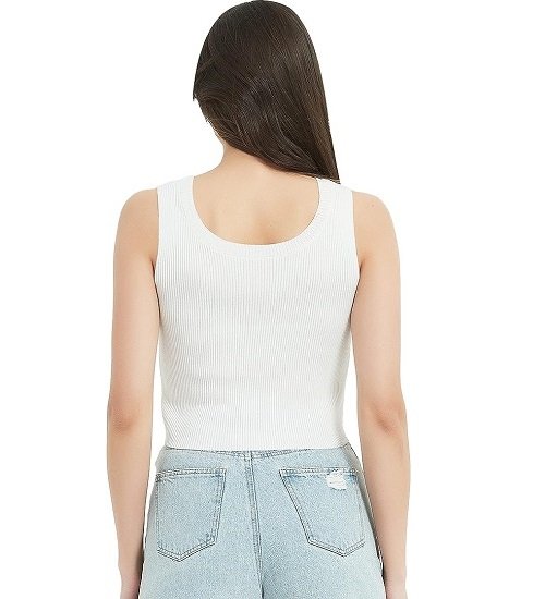 Women's Tank Top Solid Color Basic Sleeveless Crew Neck Ribbed Knit Crop Top