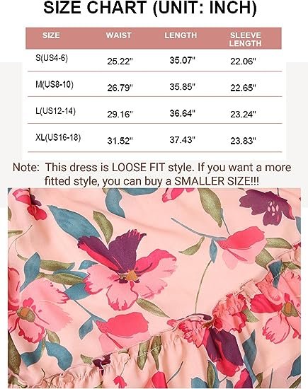 Women's Floral Dress Bohemian A-Line Chiffon Dress Casual Dolman Sleeve Short Dress